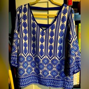 White and blue blouse